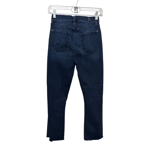 7 For All Mankind Womens B Air Bootcut Crop Dark Wash Denim Jeans 25 Distressed - Picture 2 of 11
